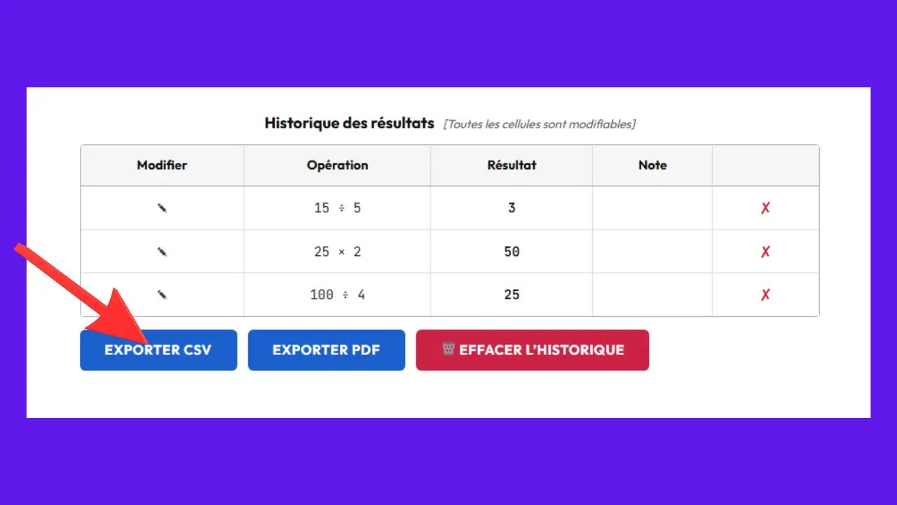 EXPORT CSV