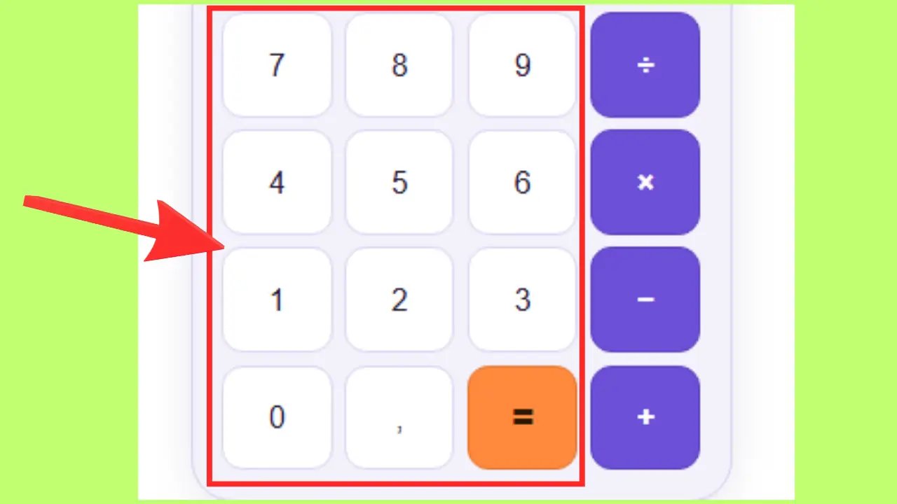 Touches numériques de 0 à 9 sur la calculatrice basique