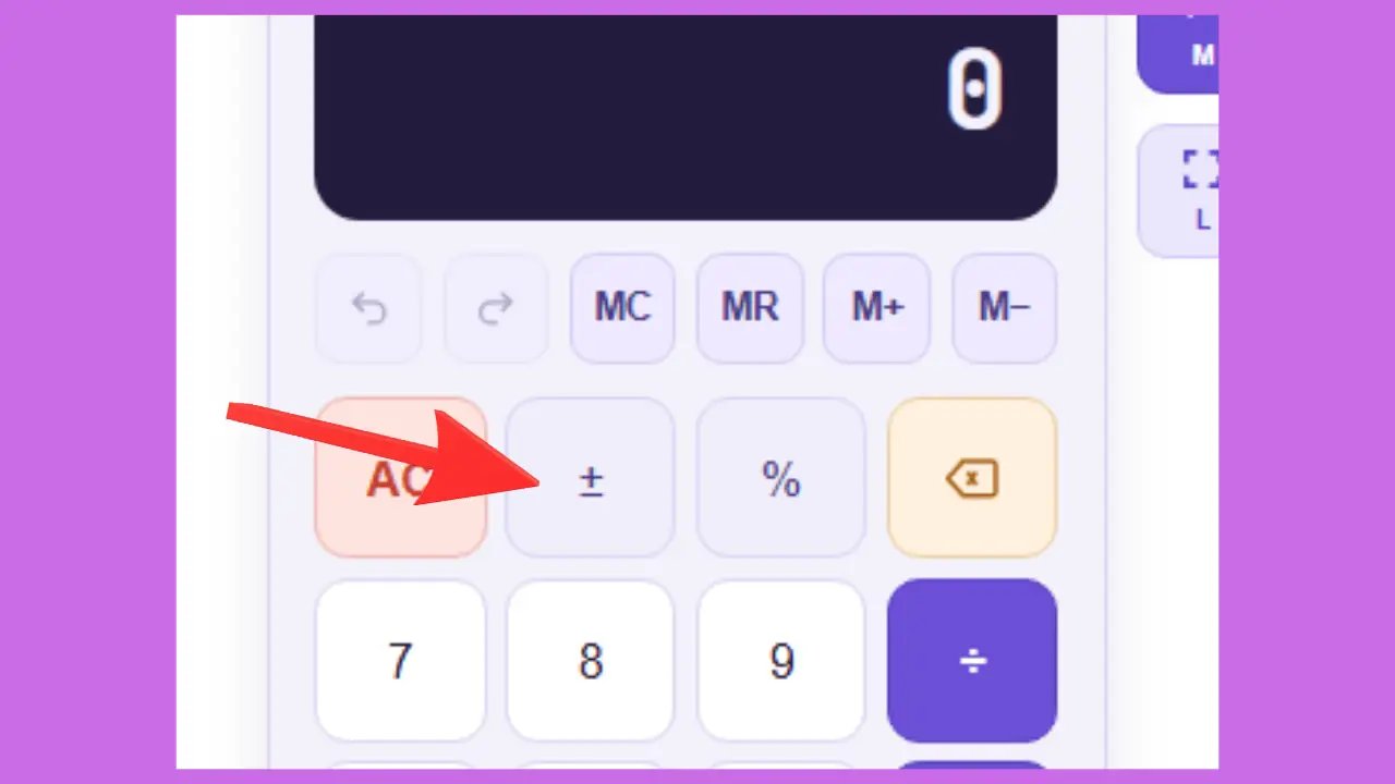 Bouton plus ou moins qui change le signe d'un nombre positif en négatif