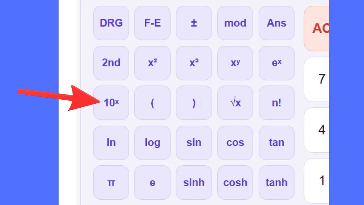 Fonction dix puissance x pour calculer une puissance de 10