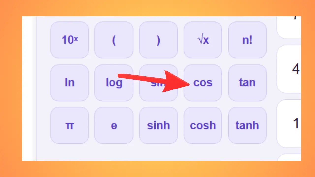 Fonction cosinus sur la calculatrice scientifique