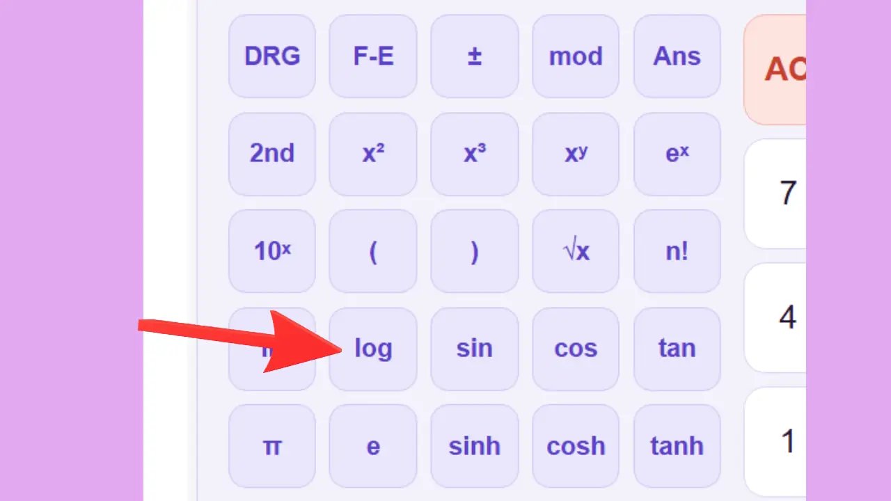 Fonction logarithme base 10 sur la calculatrice scientifique
