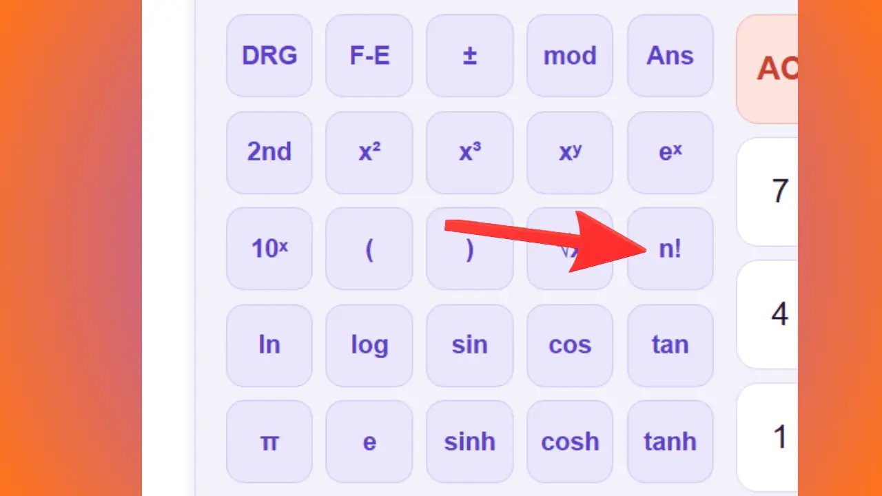 Fonction factorielle sur la calculatrice scientifique
