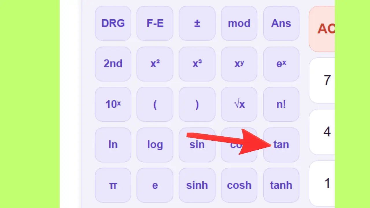 Fonction tangente sur la calculatrice scientifique