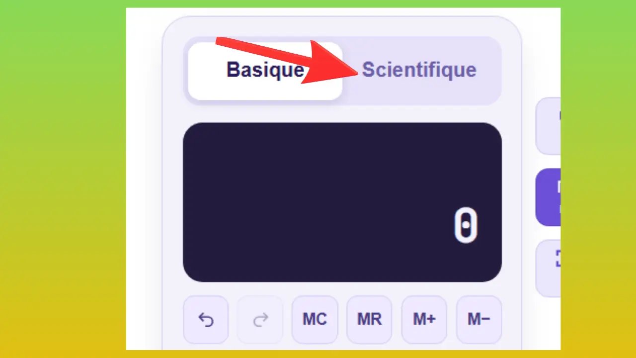 Activation du mode scientifique sur la calculatrice en ligne