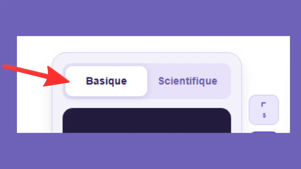Sélecteur de mode Basique et Scientifique sur la calculatrice en ligne