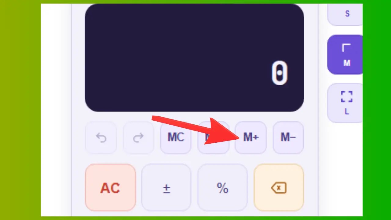 Bouton M plus Memory Plus qui ajoute le nombre affiché à la mémoire