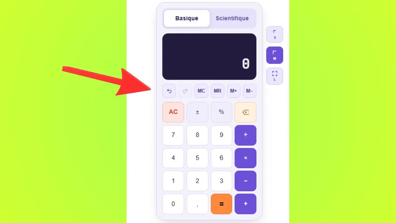 Aperçu de la calculatrice basique en ligne sur Calculatrice Facile