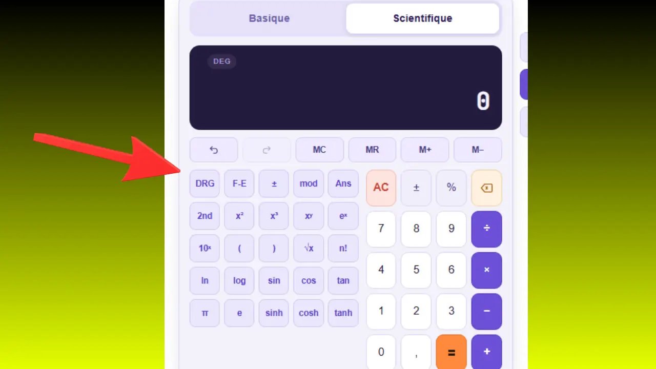 Aperçu de la calculatrice scientifique en ligne sur Calculatrice Facile